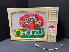 Hörzu Kunststoffwerbeleuchte in Form eines Fernsehers (70er Jahre) RARITÄT 
