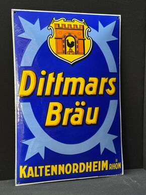 Dittmars Bräu - Kaltennordheim Rhön (Gewölbtes Emailleschild um 1930)