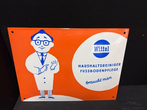 Wittol braucht man - Haushaltsreiniger / Fussbodenpflege (Emailleschild / DDR)