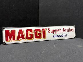 Maggi Suppen-Artikel altbewährt! (Emailleschild Reproduktion)
