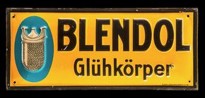 Blendol Glühkörper Türschild um 1910