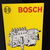 4 Bosch Blechschilder Zündkerze, Scheinwerfer, Batterie, Motorblock um 1960/70