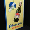 Pfauenbräu Tuttlingen / Abgekantetes Emailschild (Um 1950)