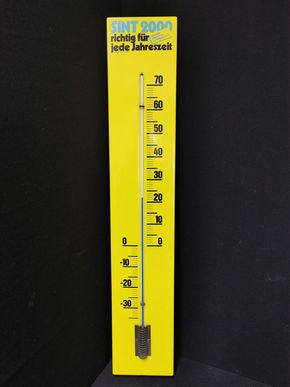 Sint 2000 - das erste Motorenöl mit synthetischem Öl (Emaillethermometer um 1975)