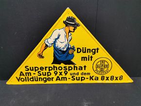 Superphosphat - Am Sup 9x9 - Am Sup Ka 8x8x8 (Blechschild um 1930)