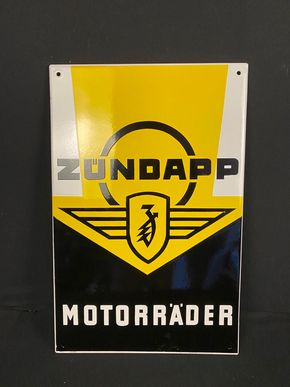 Zündapp Motorräder Emailleschild  38 x 58 cm um 1950