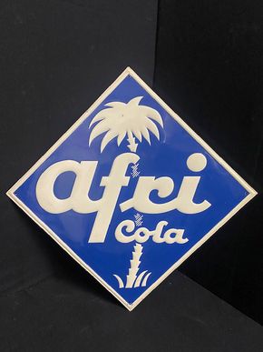 Afri Cola Blechschild Raute - geprägtes Motiv - um 1955