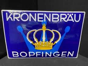 Kronenbräu Bopfingen (Gewölbtes Emailleschild um 1925)