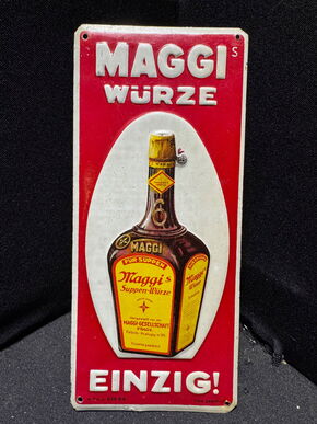 Maggis Würze EINZIG ! Blechschild Türschild 19 x 8,5 cm - D um 1925 
