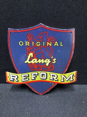 Langs Reform - Flaches Blechtürschild in Wappenform (1930/1950) A19