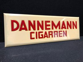 Dannemann Cigarren - Blechschild mit Semi-Glas-Überzug und Goldschattenschrift (A47)