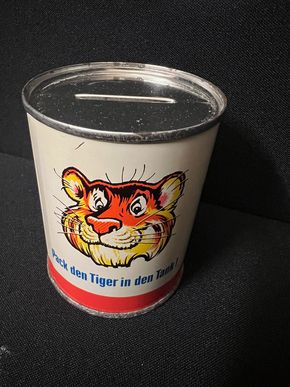 Spardose aus Blech - Esso Tiger - 6,5 x 8 cm -  D um 1955