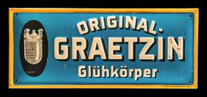 Graetzin Glühkörper Türschild um 1910