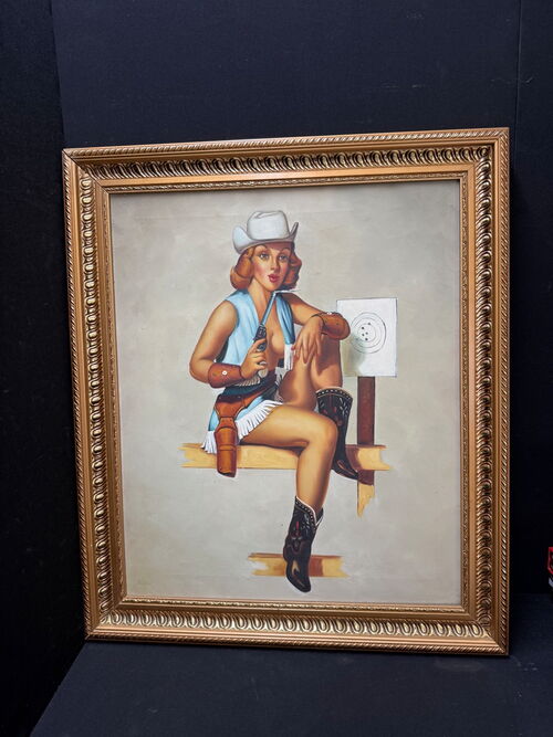 PIN-Up Originalzeichnung auf Leinwand (Gerahmt)