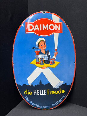 Daimon Batterien - Daimon die helle Freude (Emailleschild)