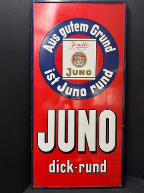 Juno Zigaretten von Josetti (Großes Emailleschild im Originalrahmen)