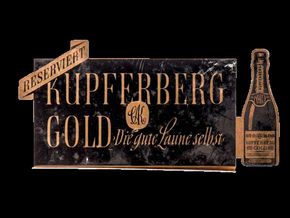 Kupferberg Gold Tischaufsteller (beidseitig und auf der Unterseite bedruckt) 