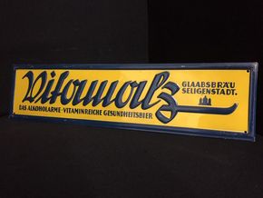 Vitamalz - das alkoholarme vitaminreiche Gesundheitsbier - Blechschild um 1955