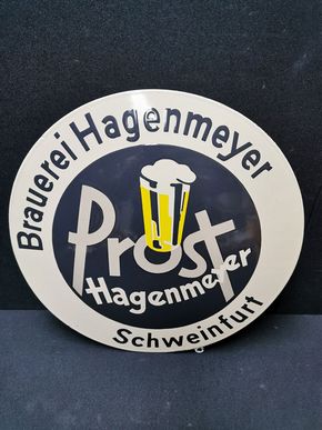 Hagenmeyer Brauerei - Emailschild aus der Zeit um 1960