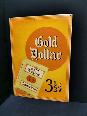 Gold Dollar Blechschild aus der Zeit um 1930