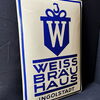 Weiss Bräu Haus Ingolstadt - Gewölbtes Emailleschild aus der Zeit vor 1945