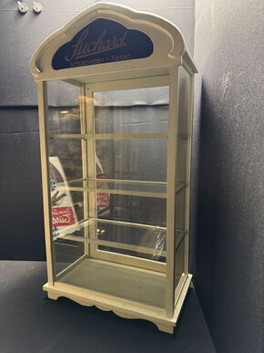 Suchard - Schokoladen - Kakao Vitrine mit Glasschild - 92 x 48 x 28 cm - Um 1950
