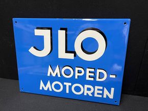 JLO Moped-Motoren (Abgekantetes Emailleschild um 1950)