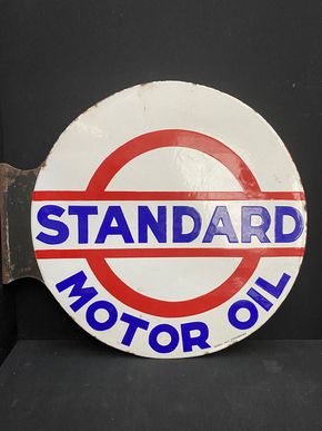 Standard Motor Oil - Beidseitig emailliertes Fahnenschild (1930/1950)