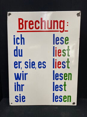 Brechung - Emailleschild aus den Beständen einer alten Schule (Um 1965)