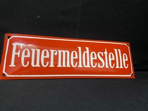 Feuermeldestelle Zuckerguss Emailschild um 1905 