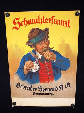 Schmalzlerfranzl - Gebrüder Bernard - Schnupftabak Regensburg - Plakat um 1930 -  84 x 60 cm
