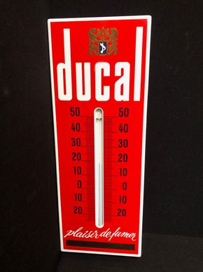 Ducal Zigaretten Emailthermometer im Originalkarton (Frankreich)