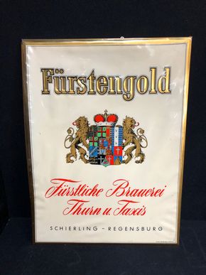 Thurn und Taxis Brauerei Regensburg / Blechschild mit Prismenschrift (1962)