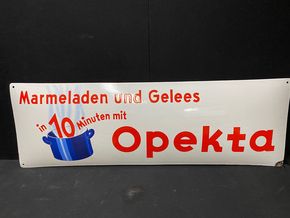 Opekta - Marmelade und  Gelees (XL - Gewölbtes Emailleschild um 1930)