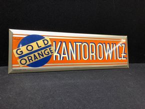 Kantorowicz - Gold Orange (Likör). Vorkriegs-Blechschild mit Semi-Glas-Überzug. A76