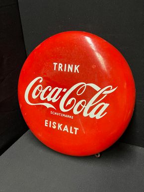 Coca Cola Emailledeckel - Trink Coca Cola (50er Jahre / 40 cm)