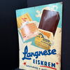 Langnese Eis Blechschild mit Werbung für Domino und Happen (Um 1960)