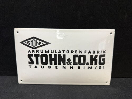 Akkumulatorenfabrik Stohn & Co. KG Taubenheim (Gewölbtes Emailleschild um 1925)