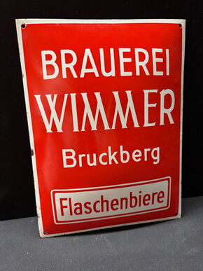 Brauerei Wimmer in Bruckberg - Flaschenbiere (Emailleschild um 1950)