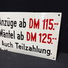 Preisschild einer  Schneiderei (gewölbt - um 1950)