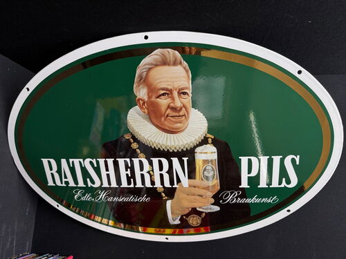 Ratsherrn Pils - Doppelseitiges Emailleschild (Um 1990)