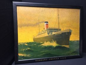 Hamburg - Amerika Linie Kunstdruck im Originalrahmen (Um 1925)