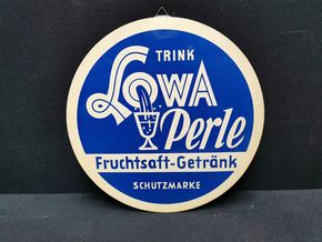 Lowa Perle Werbepappschild - Fruchtsaft Getränk  (1955/1960) 