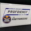 Kraftfahrzeuge Prüfdienst / Abgekantetes Emailleschild um 1955