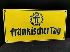 Fränkischer Tag - Emailleschild aus der Zeit um 1950