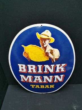 Brinkmann Tabak Bremen / Ovales Emailleschild aus der Zeit um 1950