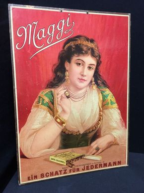 Maggi Werbepappe aus der Zeit um 1900 (Top-Rarität)