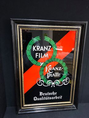 Kranz Film - Kranz Platte (Hinterglasschild im Originalrahmen) um 1920