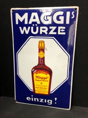 Maggis Würze Emailschild (Um 1915)