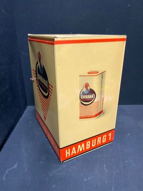 Lohrana Bohnenkaffee Hamburg - Werbeblechschränkchen (50er Jahre)